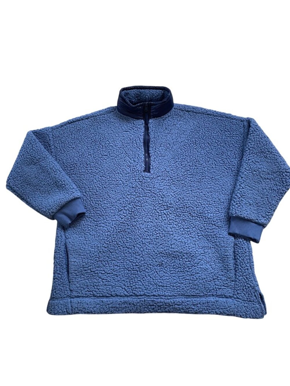 Aerie Blue Sherpa Quarter-Zip Pullover Sweatshirt Size Medium Fleece